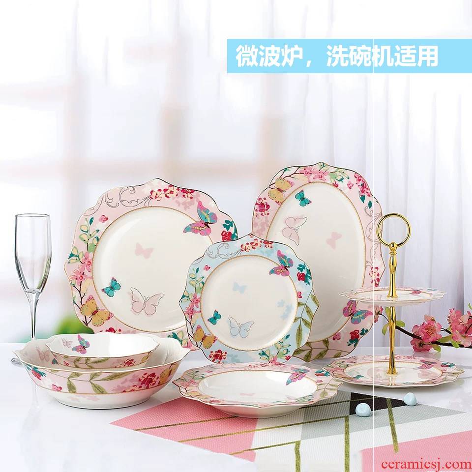 Ceramic ins dishes European wind dried fruit compote afternoon tea heart disc western - style breakfast web celebrity home plate