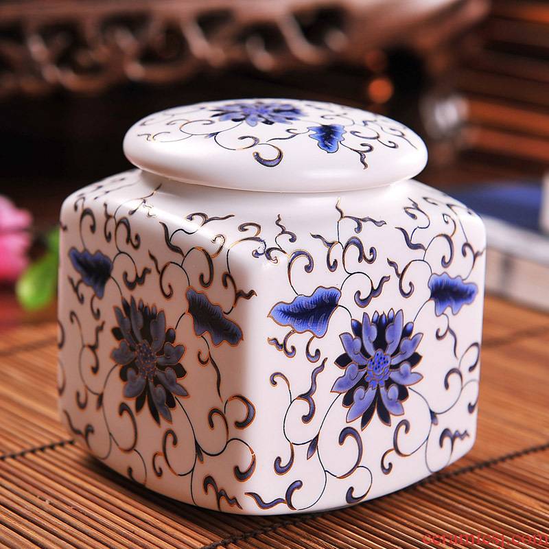 Packages mailed jingdezhen ceramic tea pot seal pot of honey pot inferior smooth square small pack