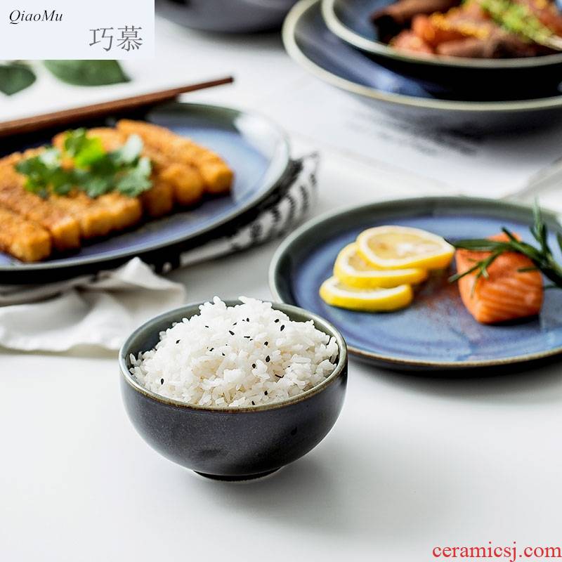 Qiam qiao mu Japanese up creative household tableware ceramic dish dish dish to eat bowl beefsteak dish for breakfast