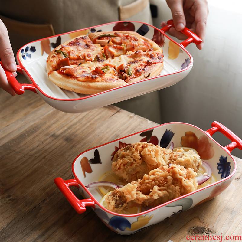 Nordic ins pan weibo anti wind hot handle special household ceramics baked cheese baked bread and butter dish dish dish