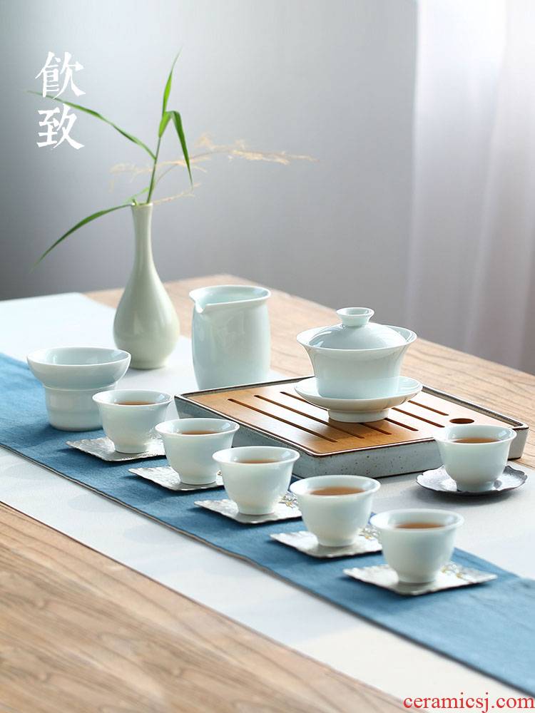 Ultimately responds to celadon tea set home sitting room tea art small tureen the whole set of ceramic cups kung fu tea gift box