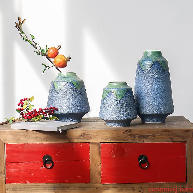 New Chinese style variable glaze ceramic vase three - piece flower arranging flower implement of modern rural is suing wind household furnishing articles