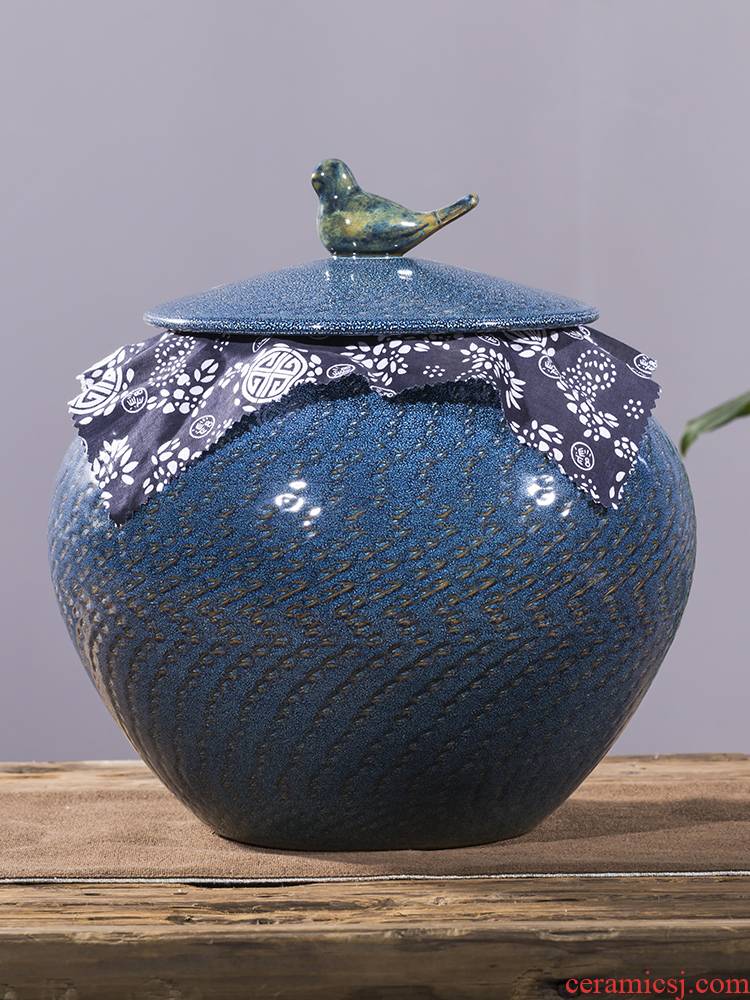 Ceramics pu 'er tea pot large seal save tea powder POTS storage tank 5 jins of waking home tea tea urn storage tanks