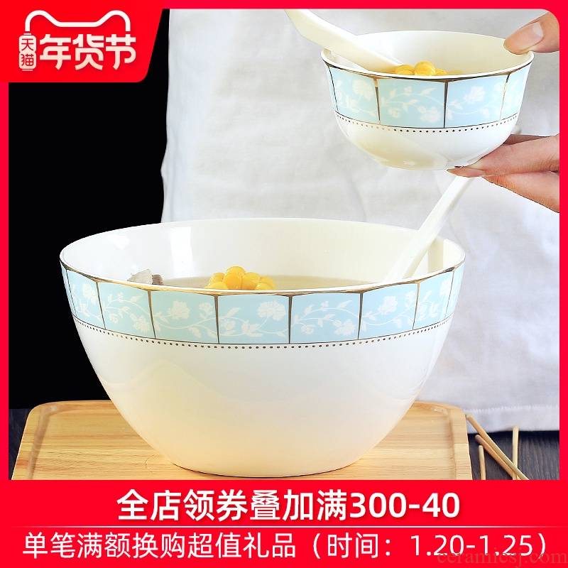 Jingdezhen ceramic household large soup bowl eight inches pull rainbow such use ipads China creative contracted style tableware to eat bread and butter