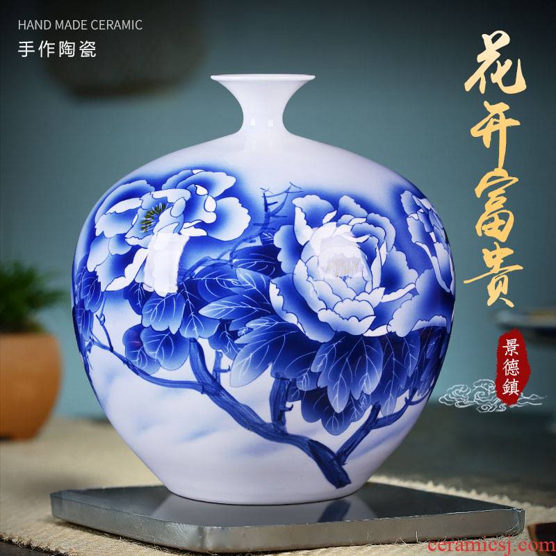 Jingdezhen ceramics hand - made vases sitting room pomegranate flower arranging large bottles of Chinese style household study TV ark, furnishing articles