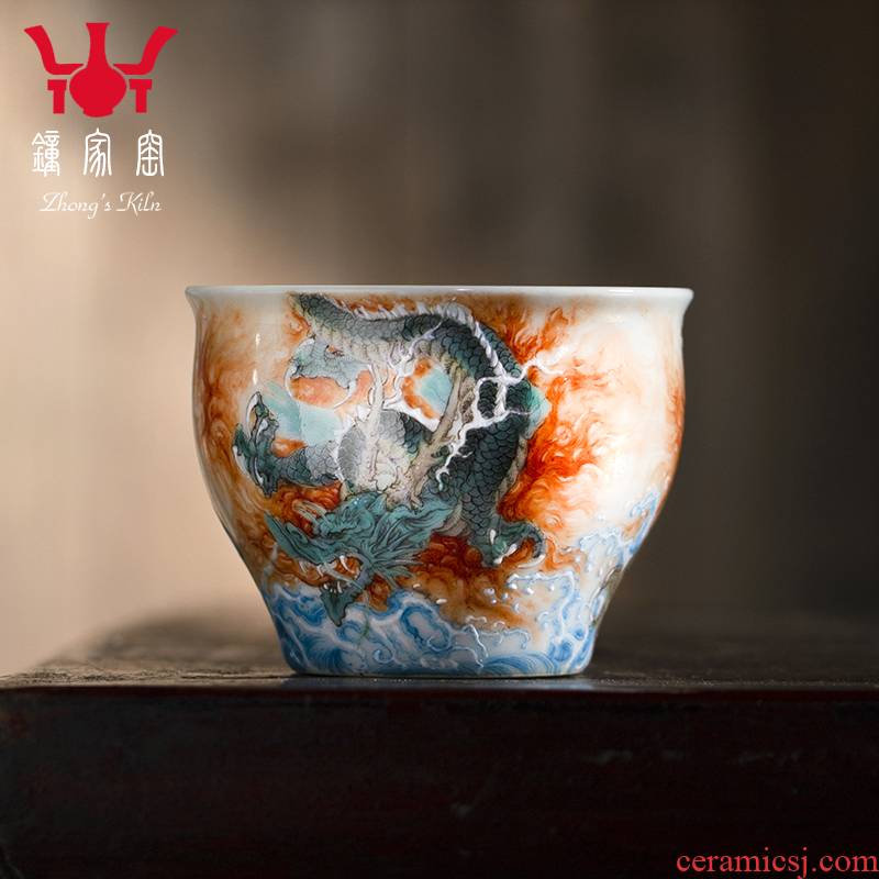 Clock home trade, one cup of jingdezhen ceramics kung fu tea set single CPU alum red dragon Luo Hanquan manual tea cups