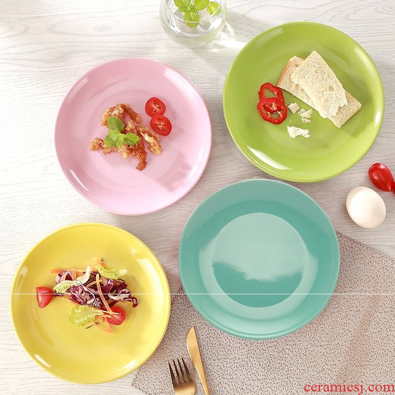 Korean color 6 inch 8 inch ceramic dish creative compote dish tray is contracted plate household utensils dish bowl