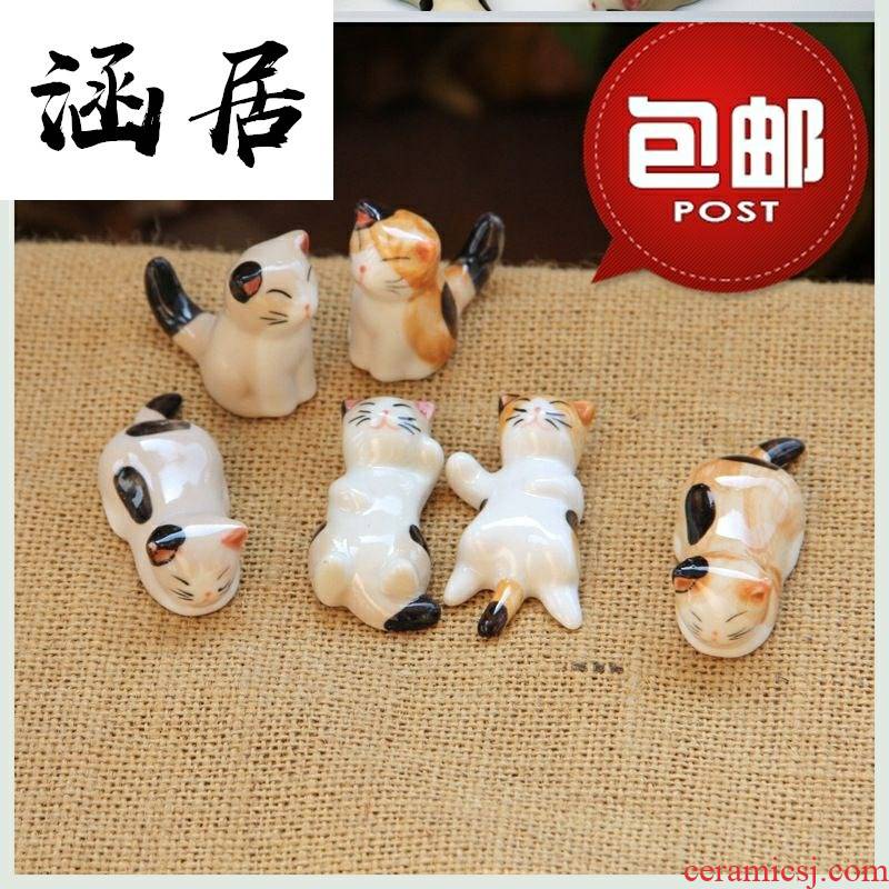 Japanese ceramics cat put tachyon tachyon aircraft hold drag put chopsticks holder chopsticks chopsticks pillow run doesn dual household