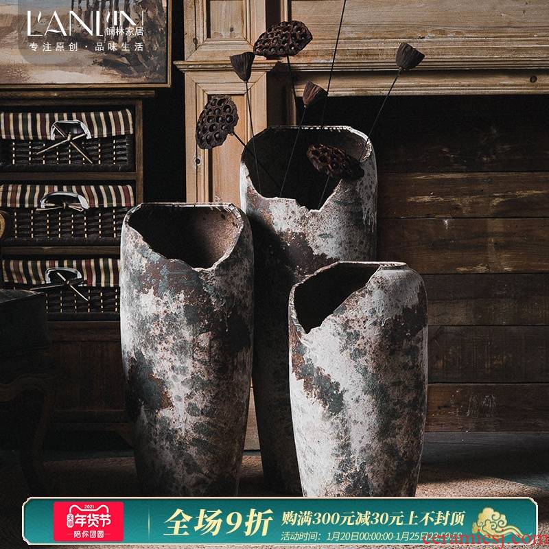 Dry flower decoration of Chinese style restoring ancient ways of large POTS coarse TaoQing storehouse furnishing articles sitting room flower arrangement of jingdezhen ceramic vase