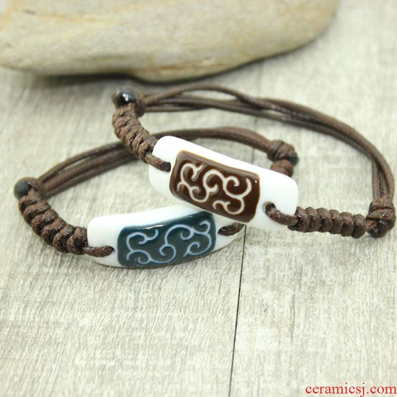 Jingdezhen ceramic bracelet wholesale bracelet has figure small bracelet JXB024 hand - carved xiangyun