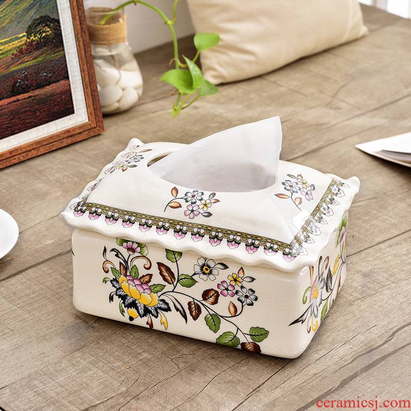 Key-2 Luxury European - style tissue box sitting room smoke box household ceramics creative retro bedroom waterproof tea table decoration
