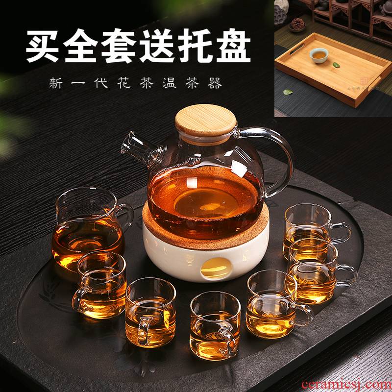 Thickening filter glass flower pot cooking fruit teapot hot mercifully kettle suit household heating candles base