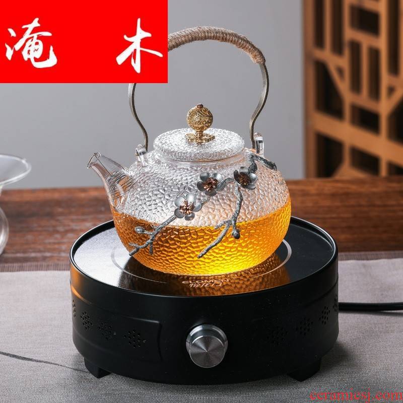 Flooded straight wood pure manual heat - resistant glass heat hammer cooking pot electricity TaoLu special kettle copper girder
