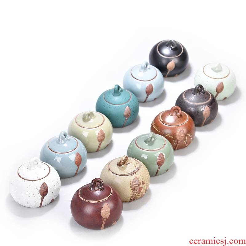Hui shi brother celadon seal your up up ceramic ice crack storage tanks pu - erh tea caddy fixings warehouse copper ring