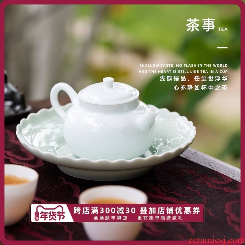 All hand white jade CiHu mud ball hole of jingdezhen porcelain teapot kung fu tea pot