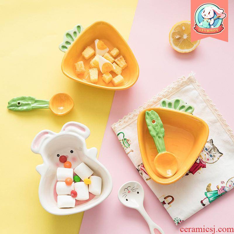 The kitchen web celebrity children cutlery set express cartoon ceramic bowls creative move baby to assist The food bowl chopsticks for breakfast