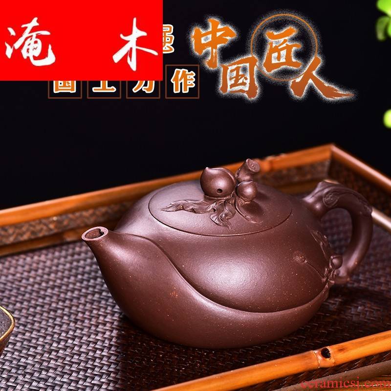 Flooded high - end wood! Undressed ore ceramic tea pot - peach is the engineering masters pure manual old purple clay pot of collection