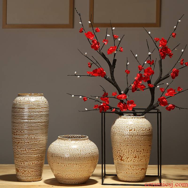 Ceramic vase wine table sitting room adornment creative flower implement new Chinese porcelain simulation dry flower arranging flowers is placed