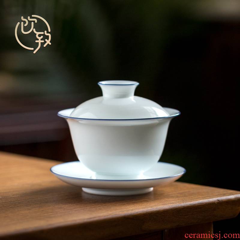 Ultimately responds to jingdezhen only three tureen tea cup single sweet white porcelain kung fu tea set household ceramic thin foetus to use
