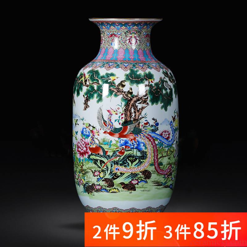 Jingdezhen porcelain ceramic floor big vase furnishing articles large living room TV cabinet decoration of Chinese style household porcelain