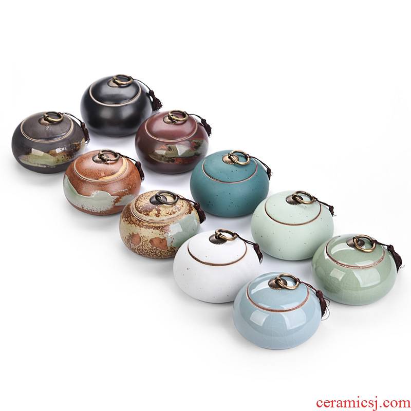 Hui shi celadon ceramic tea set portable pu - erh tea storage box storage tanks seal pot size caddy fixings