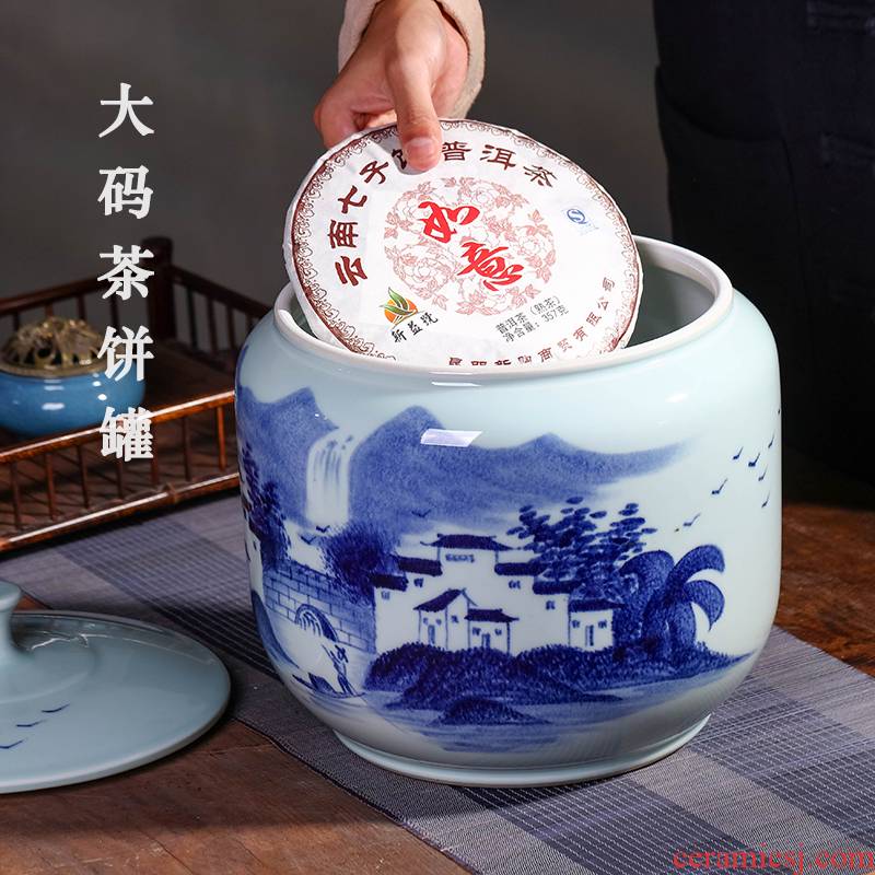 Jingdezhen hand - made old white tea ceramic tea pot furnishing articles seven big yards cake storage POTS dried fruit snacks storage tank