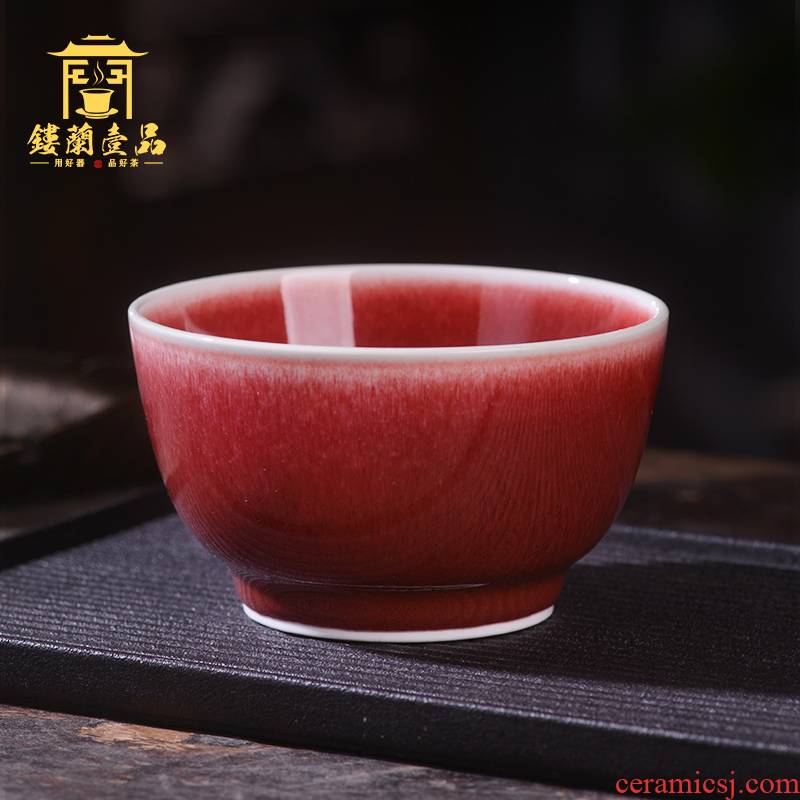 Jingdezhen ceramics craft kung fu tea set ruby red glaze small cups personal special tea master cup single CPU