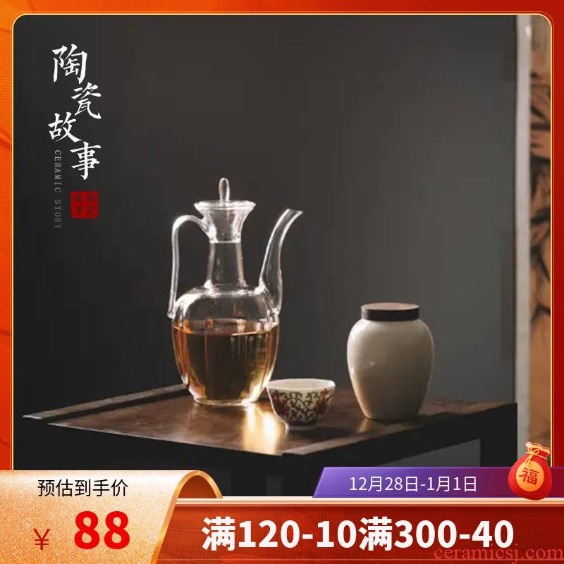 The Story of pottery and porcelain imitation song dynasty style typeface ewer pure manual with thick transparent glass tea set high temperature burn blisters teapot small single pot