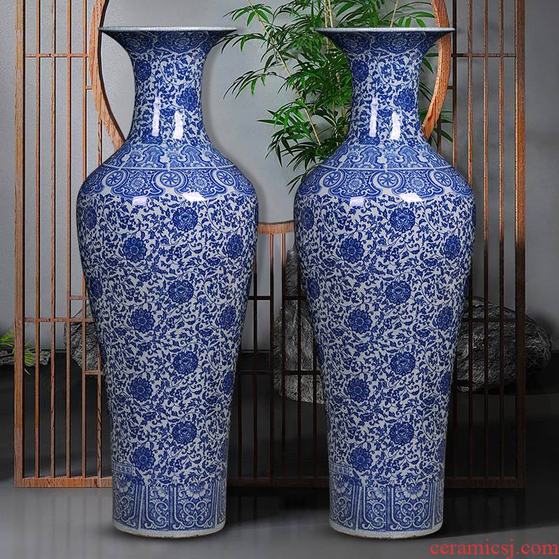 Blue and white porcelain of jingdezhen ceramics vase to heavy Chinese style hotel opening gifts large ground adornment furnishing articles