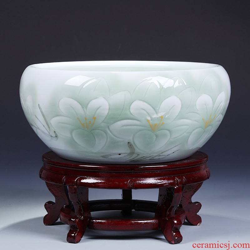 2019 ceramics goldfish bowl water lily shallow tortoise cylinder furnishing articles lotus basin custom make sitting room