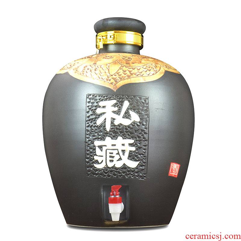 Jingdezhen ceramic wine 50 kg jar bottle seal it mercifully whose it carved possession of a jar of wine