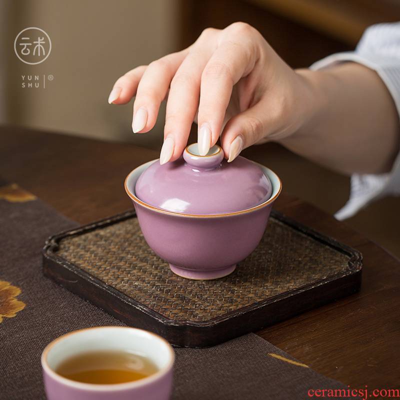 Cloud art of jingdezhen moran purple tureen high temperature color glaze ceramic cups a single tea bowl of kung fu tea set