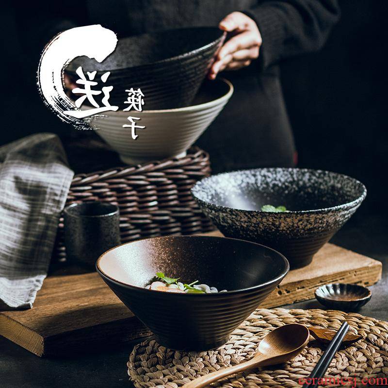 The Japanese kitchen ceramic bowl household size pull rainbow such as bowl bowl noodles soup bowl creativity tableware suit ltd. bucket