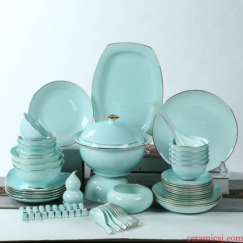 Ipads bowls dish suits for home dishes spoon combination creative up phnom penh celadon bowls of jingdezhen ceramic plate