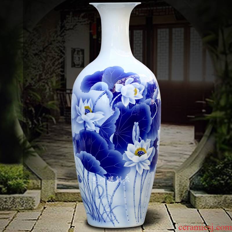 Jingdezhen hand - made of lotus pond moonlight landing big vase 90 cm high home sitting room hotel adornment furnishing articles