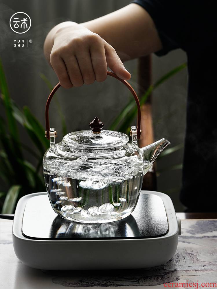 Cloud high - temperature operation household cooking pot high - capacity thickening glass pot cooking double bile electric TaoLu steaming kettle girder