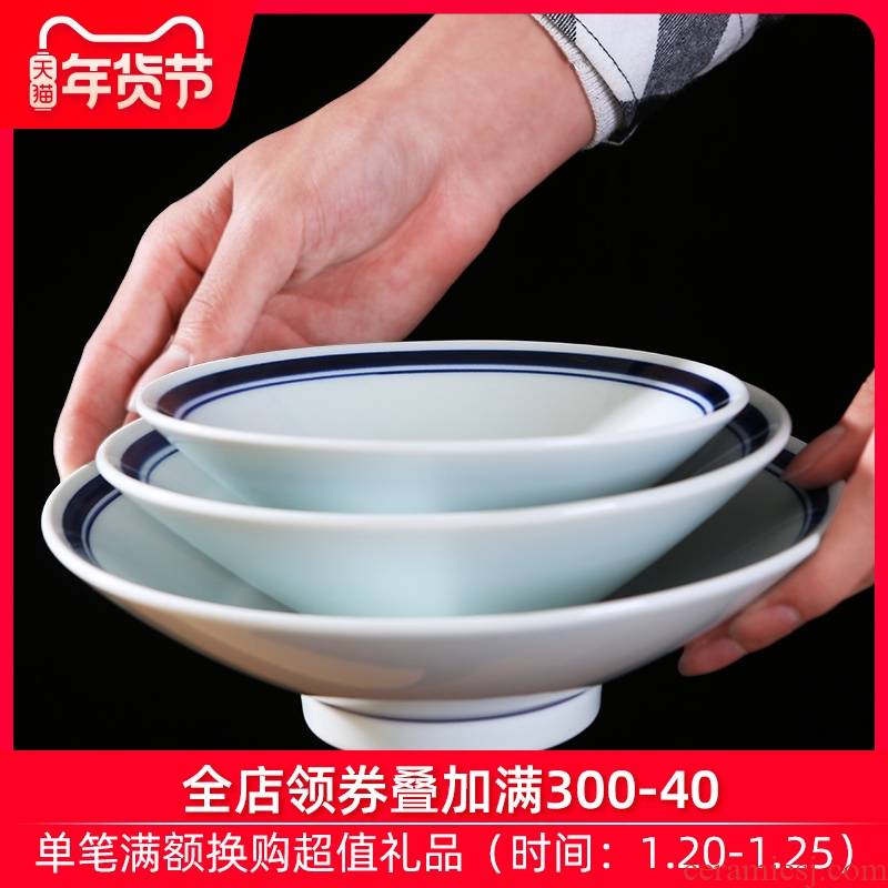 Jingdezhen ceramic bowl under the glaze color household Japanese hat to ramen soup bowl large salad bowl contracted tableware restoring ancient ways