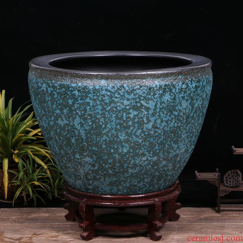 Jingdezhen ceramic aquarium archaize turtle cylinder basin of water lily lotus goldfish bowl sitting room place yard vats