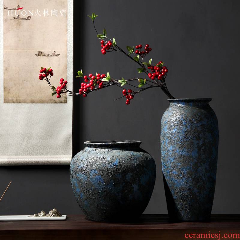 Ceramic vase restoring ancient ways furnishing articles furnishing articles Chinese flower arranging living room decoration to the hotel lobby home desktop checking pottery