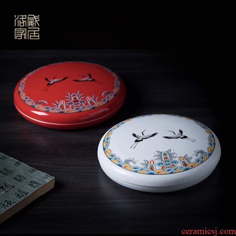 Blower, tea cake caddy fixings jingdezhen ceramic household seal pot Chinese tea pot creative storage tanks