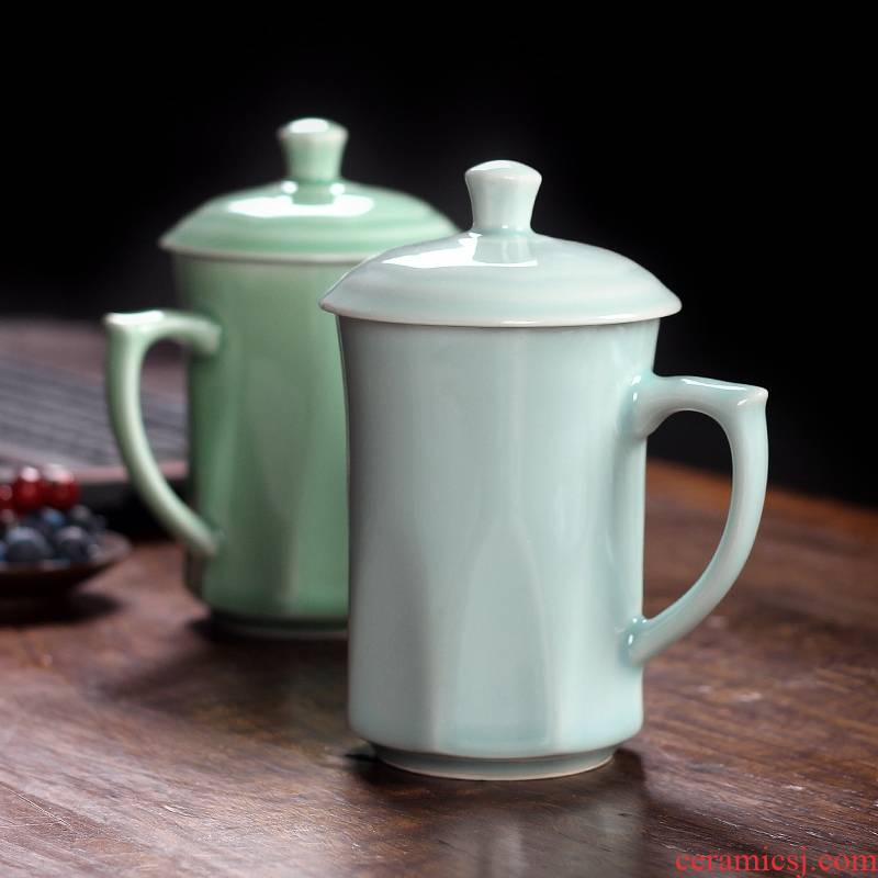 Qiao mu ceramic celadon QYX keller cup with cover large capacity cup ultimately responds a cup of milk cup coffee for breakfast