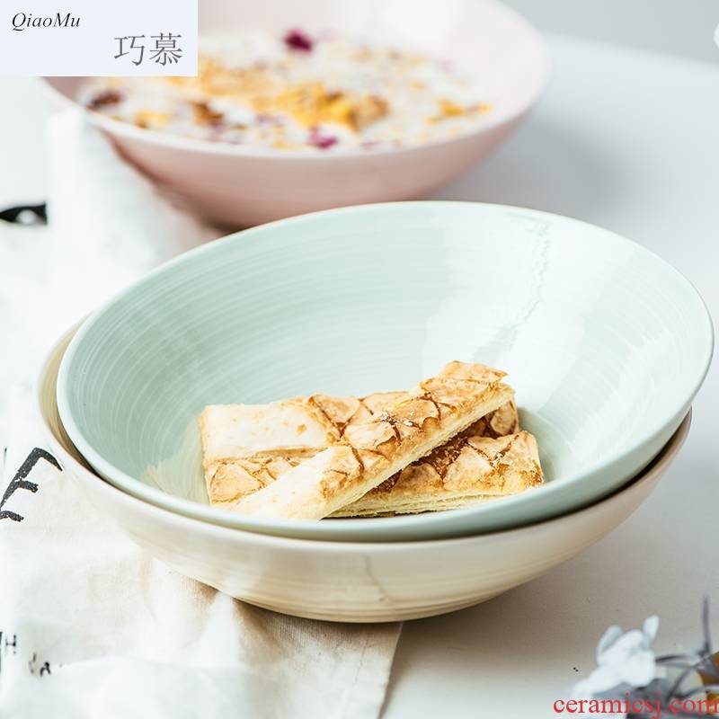 Qiam qiao mu ceramic creative household porringer fruit salad bowl noodles bowl, lovely tableware posey town