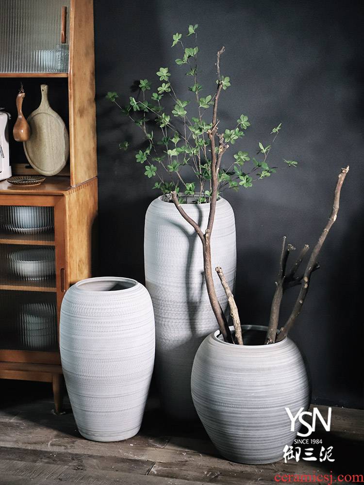 Jingdezhen ceramic vases, flower arrangement sitting room furnishing articles dried flowers to decorate the modern contracted landing flower implement coarse pot