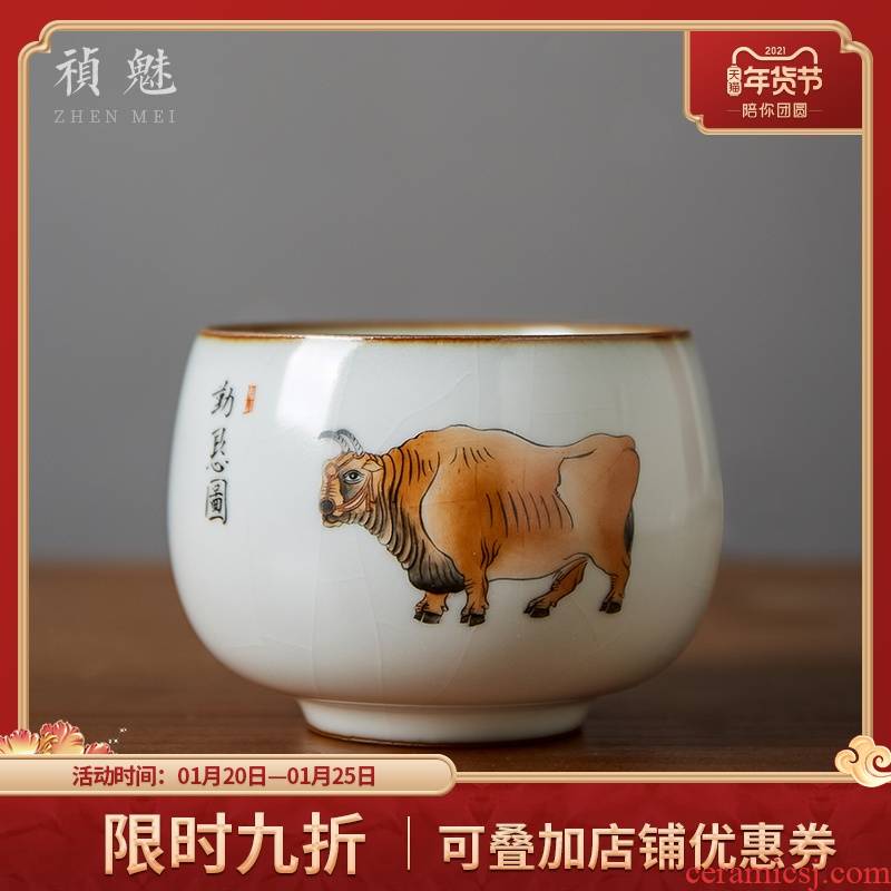 Shot incarnate your up hand - made five NiuTu jingdezhen ceramic cups kung fu tea set piece sample tea cup master cup single CPU