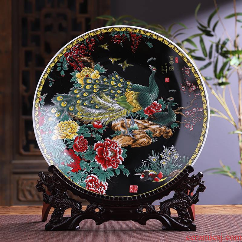 Large size 41 cm hang dish of jingdezhen ceramics decoration plate Chinese style household living room TV ark, furnishing articles of handicraft