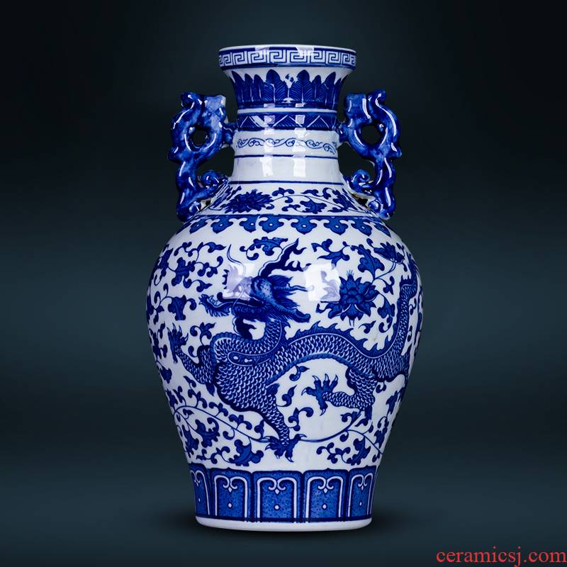 Jingdezhen ceramics creative archaize of blue and white porcelain vase sitting room of Chinese style household study flower adornment furnishing articles