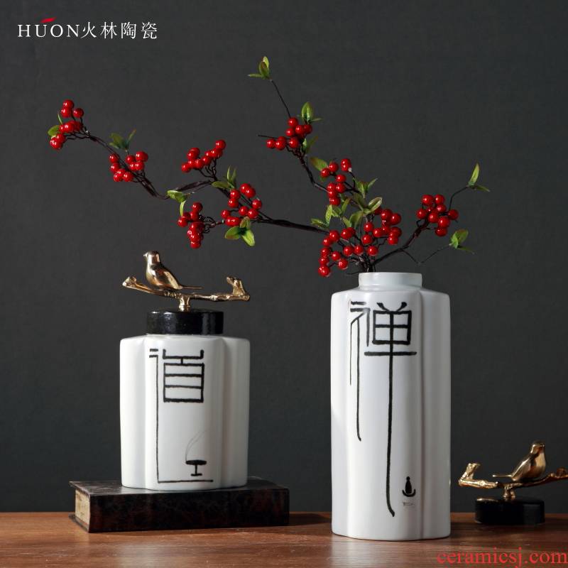 New Chinese style zen ceramic vase household soft adornment example room adornment is placed in the sitting room porch modern Chinese style