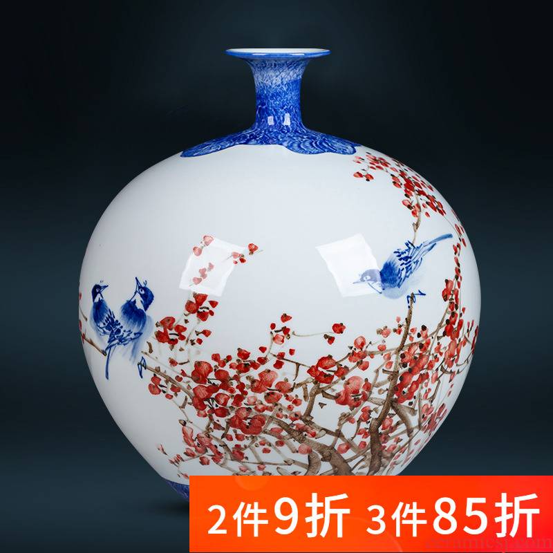 Jingdezhen ceramics hand - made pomegranate flower vase large bottles of the sitting room of Chinese style household decorations study furnishing articles