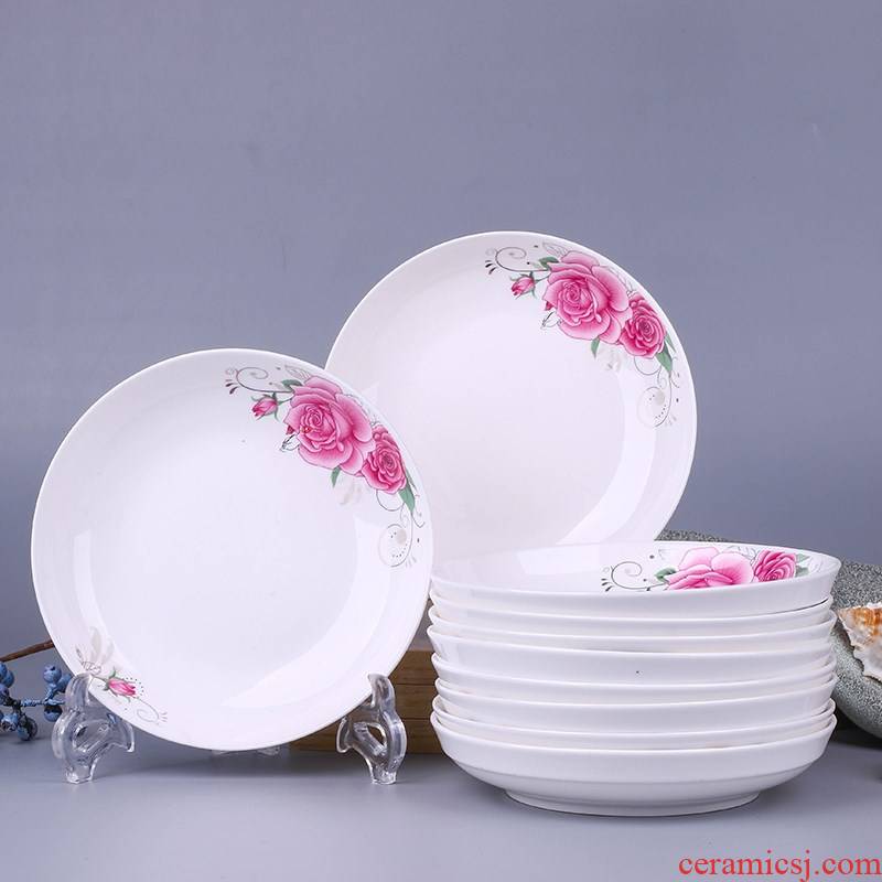 10 jingdezhen ceramic plate dishes FanPan creative dish dish dish suit household microwave tableware