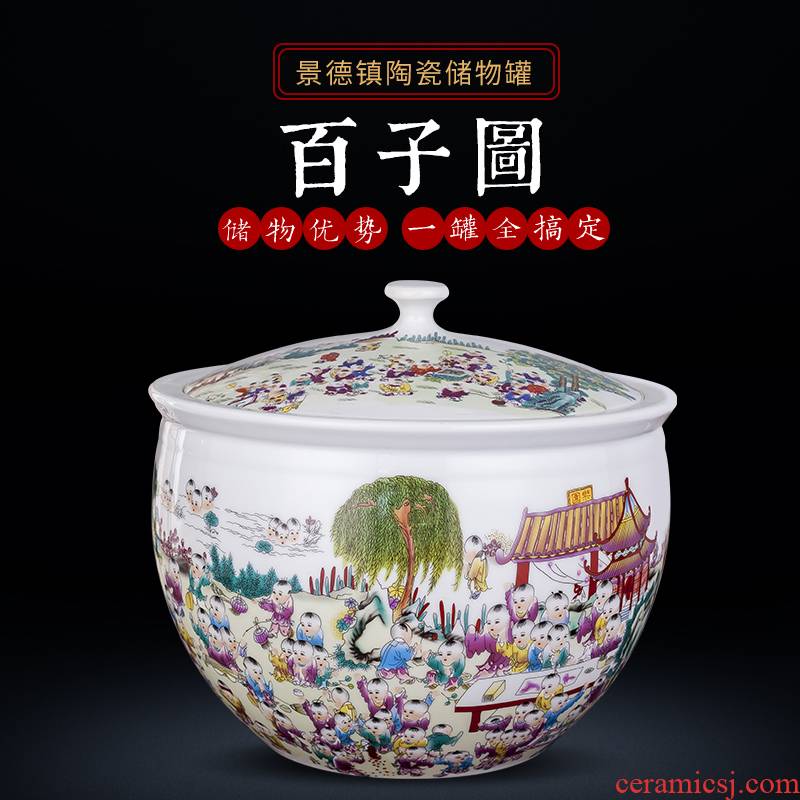 478 jingdezhen ceramic barrel ricer box store meter box 10 jins of 20 kg to take cover storage tank household moistureproof insect - resistant
